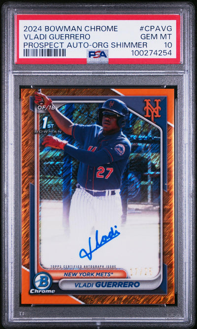Baseball Bowman 2024 Bowman Chrome Orange Shimmer Vladi Guerrero #Cpa-Vg Auto /25 PSA 10