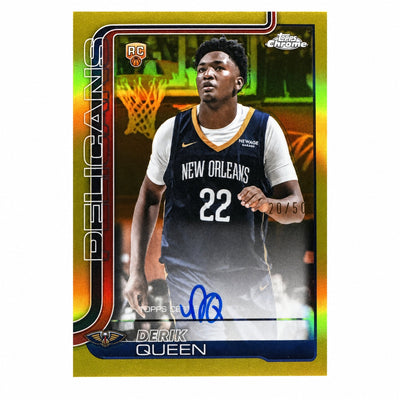 Basketball Topps 2025 Topps Chrome Derik Queen Rookie Rc True Gold Refractor Auto /50