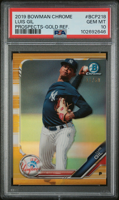 Pokémon Panini 2019 Bowman Chrome Prospects Gold Refractor Luis Gil #Bcp218 /50 PSA 10