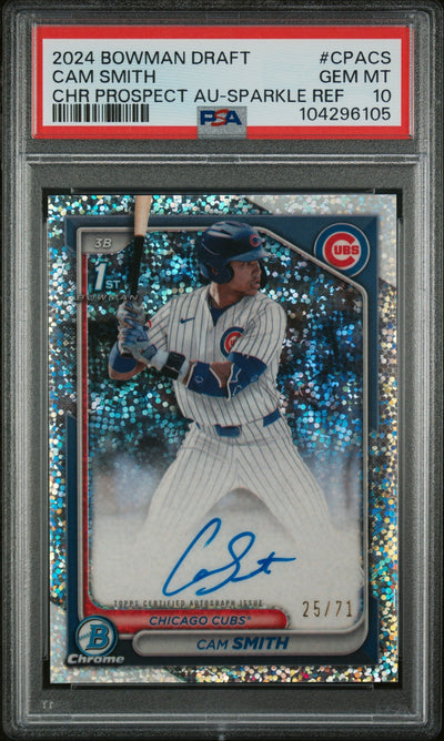 UFC MMA Bowman 2024 Bowman Draft Sparkle Cam Smith #Cpacs Auto /71 PSA 10