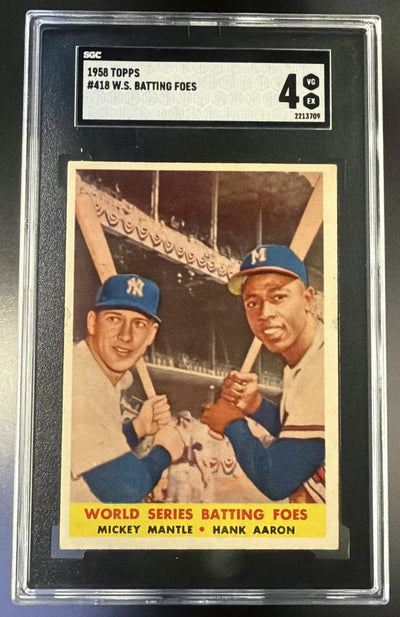 Pokémon Panini 1958 Topps #418 World Series Batting Foes Mickey Mantle/Hank Aaron SGC 4