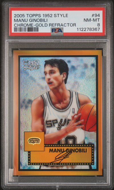 Pokémon Panini 2005 Topps Style Chrome Gold Refractor Manu Ginobili #94 /25 PSA 8 112278367