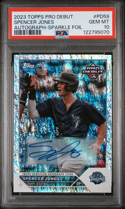 Baseball Topps 2023 Topps Pro Debut Autograph-Sparkle Foil Spencer Jones #Pd59 /199 PSA 10