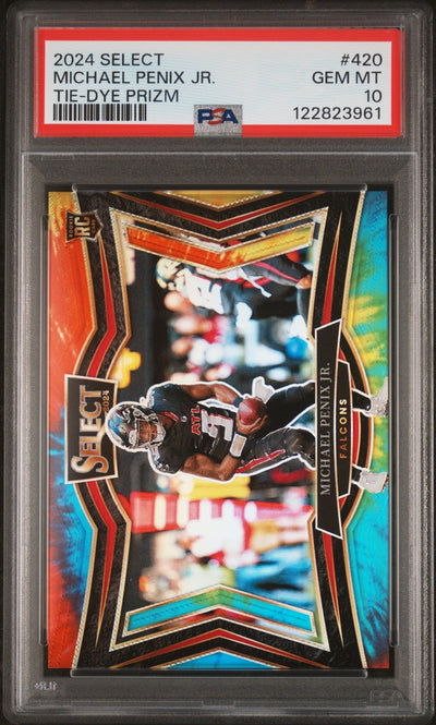 Football Panini 2024 Panini Select Prizm Tie Dye Michael Penix Jr. #420 /25 PSA 10