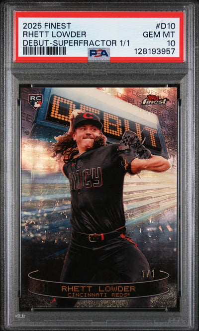 Baseball Topps 2025 Topps Finest Debut Superfractor 1/1 Rhett Lowder #D10 PSA 10