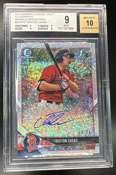 Pokémon Panini 2018 Bowman Chrome Triston Casas 1st Sparkle Auto /75 BGS 9