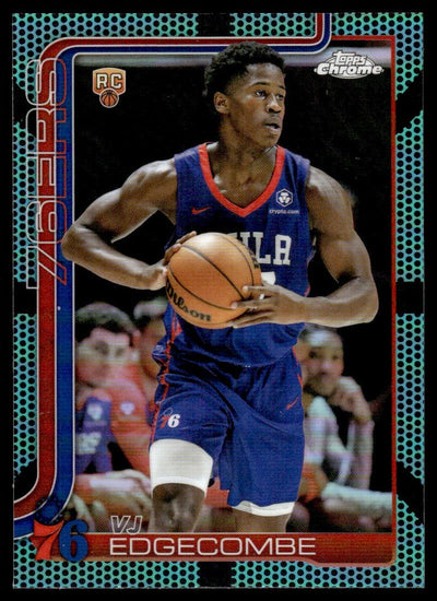 Basketball Topps 2025 Topps Chrome #253 Vj Edgecombe Aqua Basketball Refractor Rookie Rc /199