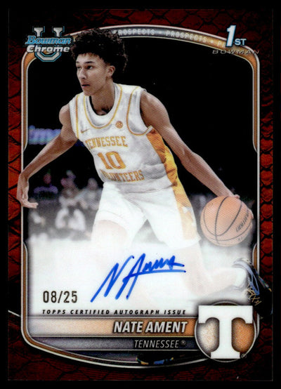 Basketball Topps 2025 Bowman Chrome Nate Ament 1st Rookie Rc Auto Orange Reptilian /25