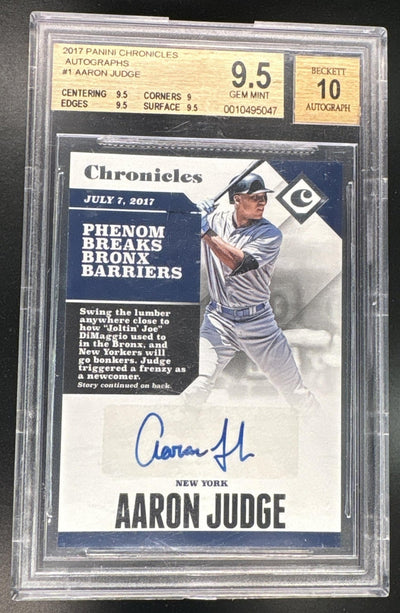Baseball Panini 2017 Chronicles Aaron Judge Rookie Rc Auto BGS 9.5 Auto 10