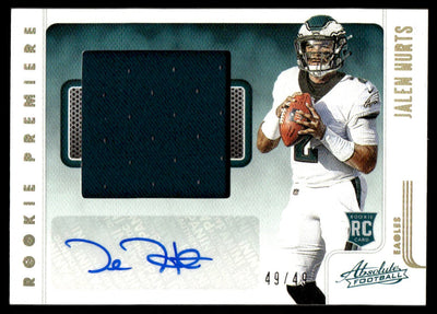 Sports 2020 Absolute #214 Jalen Hurts Rookie Rc Premiere Patch Auto /49