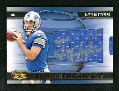 Football Panini 2009 Donruss #203 Matthew Stafford Gridiron Gems Rookie Rc Auto On Jersey Patch /100