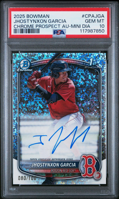 Baseball Bowman 2025 Bowman Chrome Prospect Autographs Mini Diamond Jhostynxon Garcia #Cpajga /100 PSA 10
