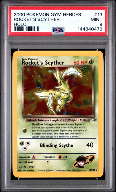 Pokémon 2000 Pokemon Gym Heroes Holo Rocket'S Scyther #13 PSA 9