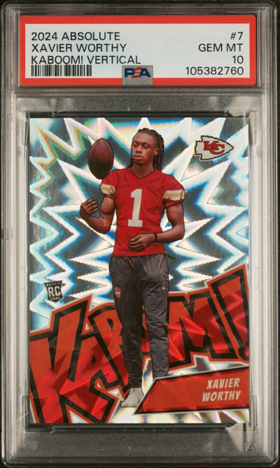 Football Panini 2024 Panini Absolute Kaboom! Vertical Xavier Worthy #7 PSA 10