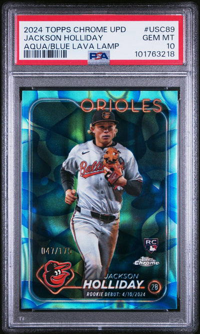 Baseball Topps 2024 Topps Chrome Update Aqua/Blue Lava Lamp Jackson Holliday #Usc89 /175 PSA 10
