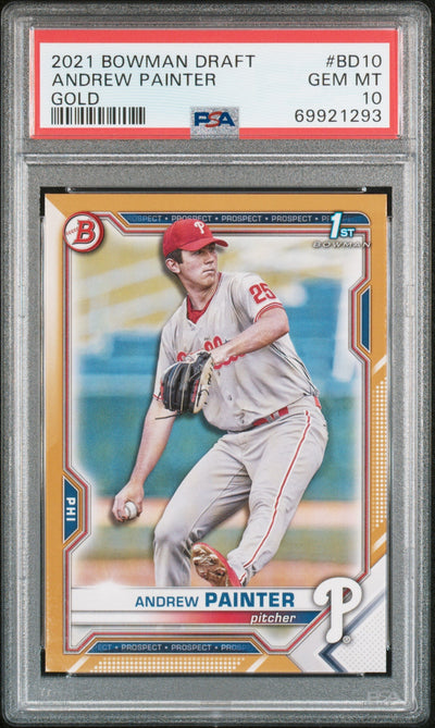 Pokémon Panini 2021 Bowman Draft Gold Andrew Painter #Bd10 /50 PSA 10