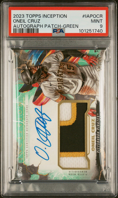 Baseball Topps 2023 Topps Inception Inception Autograph Patch Green Oneil Cruz #Iapocr /99 PSA 9