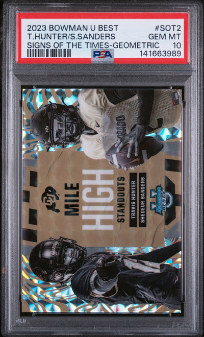 Baseball Topps 2023 Bowman University Best Signs Of The Times Geometric T.Hunter/S.Sanders #Sot2 PSA 10