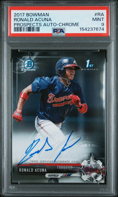 Pokémon Panini 2017 Bowman Chrome Prospect Autograph Ronald Acuna #Cpa-Ra PSA 9