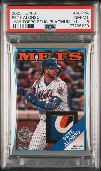 Baseball Topps 2023 Topps 1988 Topps Baseball Relics Series 2-Platinum 1/1 Pete Alonso #88rpa PSA 8