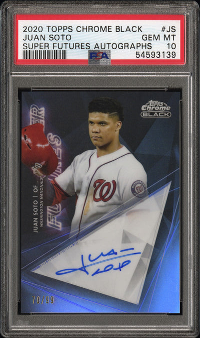 Pokémon Panini 2020 Topps Chrome Black Super Futures Autographs Juan Soto #Js /99 PSA 10