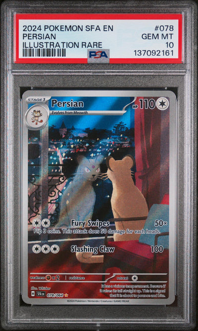 Pokémon 2024 Pokemon Scarlet And Violet Shrouded Fable Illustration Rare Persian #078 PSA 10
