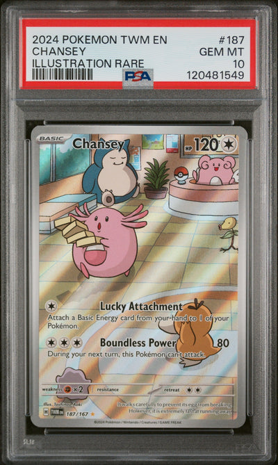 Pokémon 2024 Pokemon Scarlet And Violet Twilight Masquerade Illustration Rare Chansey #187 PSA 10