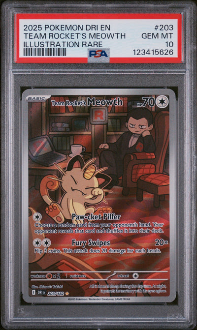 Pokémon 2025 Pokemon Scarlet And Violet Destined Rivals Illustration Rare Team Rocket'S Meowth #203 PSA 10