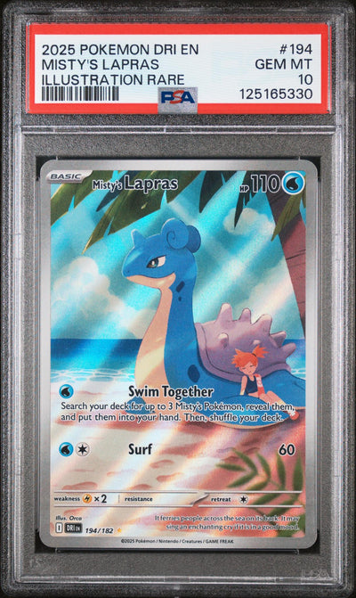 Pokémon 2025 Pokemon Scarlet And Violet Destined Rivals Illustration Rare Misty'S Lapras #194 PSA 10