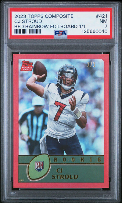 Sports Topps 2023 Topps Composite Red Rainbow Foilboard 1/1 Cj Stroud #421 PSA 7
