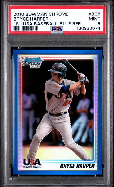 Baseball Topps 2010 Bowman Chrome 18u Usa Baseball Blue Refractor Bryce Harper #18bc8 /250 PSA 9