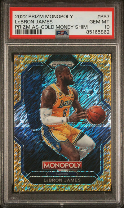 Basketball Panini 2022 Panini Prizm Monopoly All-Stars Gold Money Shimmer Prizm Lebron James #Ps7 /500 PSA 10