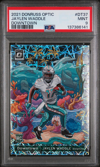 Football Panini 2021 Donruss Optic Downtown Jaylen Waddle #Dt-37 PSA 9