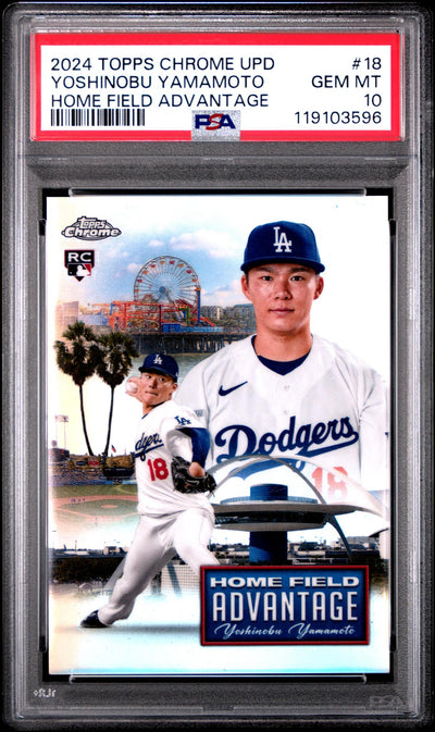 Baseball Topps 2024 Topps Chrome Update Home Field Advantage Yoshinobu Yamamoto #Hfac18 PSA 10