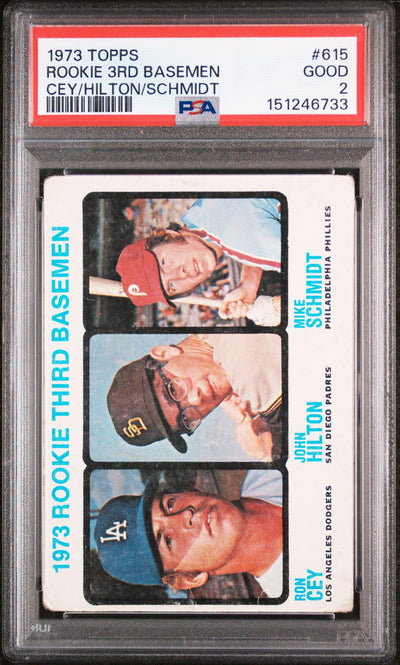 Baseball Topps 1973 Topps Rookie 3rd Basemen John Hilton/Mike Schmidt/Ron Cey #615 PSA 2