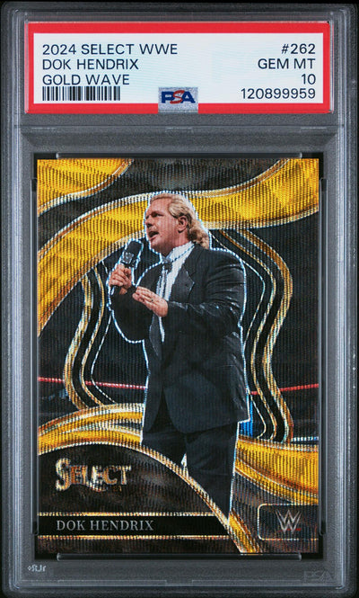 WWE Wrestling Panini 2024 Panini Select WWE Gold Wave Dok Hendrix #262 /10 PSA 10