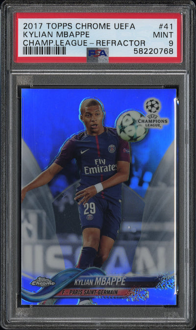 Soccer Topps 2017 Topps Chrome Uefa Champions League Refractor Kylian Mbappe #41 PSA 9
