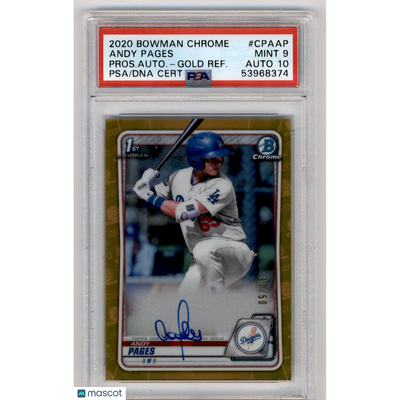 Baseball Bowman 2020 Bowman Chrome Prosp. Auto Andy Pages #Cpaap Pros. Auto Gold Refractor PSA 9