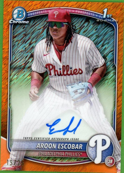 Baseball Bowman 2025 Bowman Chrome Cpa-Ae Aroon Escobar Prospects Orange Rookie /25 Vg Philadelphia Phillies Auto