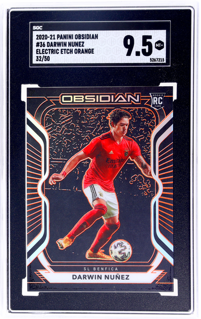 Pokémon Panini 2020-21 Panini Obsidian #36 Darwin Nunez Electric Etch Orange 32 SGC 9.5