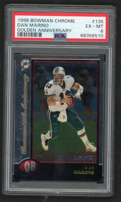 Pokémon Panini 1998 Bowman Chrome Gold Refractor Dan Marino #135 /50 PSA 6