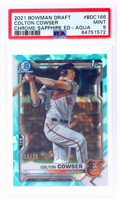 Pokémon Panini 2021 Bowman Draft Chrome Sapphire Colton Cowser #Bdc166 /20 PSA 9