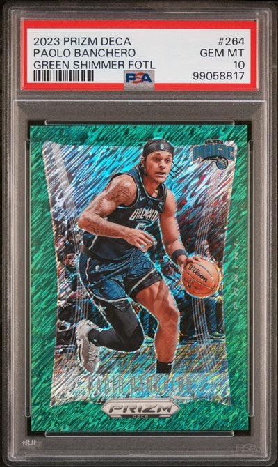 Basketball Panini 2023 Panini Prizm Deca Green Shimmer Fotl Paolo Banchero #264 /12 PSA 10