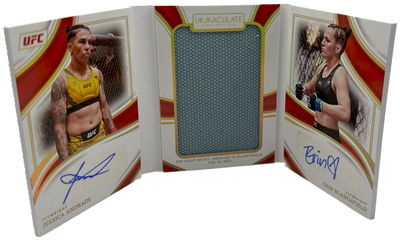 UFC MMA Panini 2023 Panini Immaculate UFC - Erin Blanchfield & Jessica Andrade Joc-Je - Jumbo Octagon Dual Booklet Auto /25