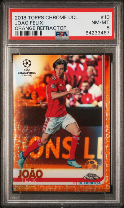 Pokémon Panini 2018 Topps Chrome Uefa Champions League Orange Refractor Joao Felix #10 /25 PSA 8