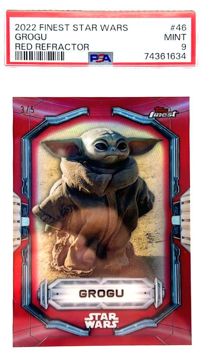 Sports Topps 2022 Topps Finest Star Wars - Grogu 46 - Red Refractor /5 - PSA 9
