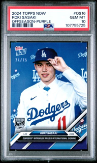 Baseball Topps 2024 Topps Now - Roki Sasaki Os-16 - Off Season Purple /25 - PSA 10
