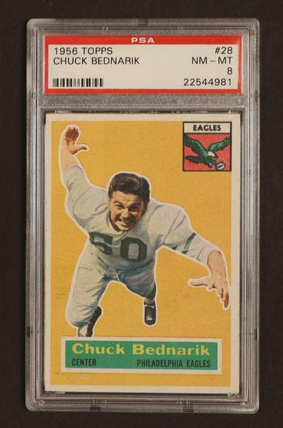 Pokémon Panini 1956 Topps Chuck Bednarik #28 PSA 8