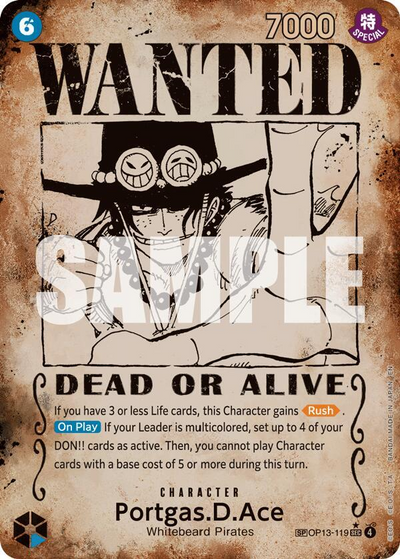 One Piece TCG Portgas.D.Ace (119) (Wanted Poster) - Carrying On His Will (Op13)