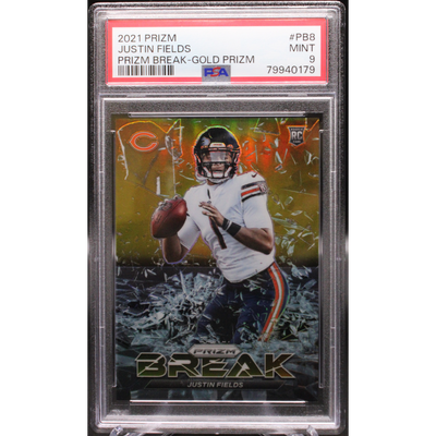 Sports Panini 2021 Panini Prizm - Justin Fields Pb8 - Gold /10 - PSA 9
